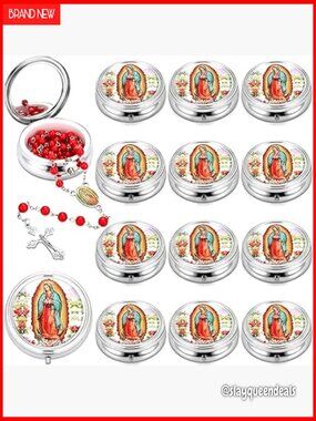 12 Catholic Rosary Necklaces with Virgin Mary Boxes First Communion Favors Bulk